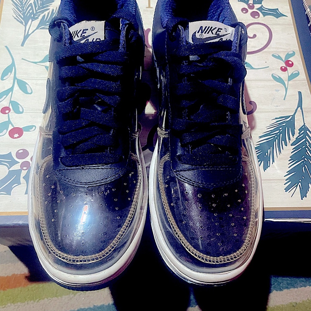 Nikes Air Force Ones,   Great Condition Only Worn Twice Navy and Clear,